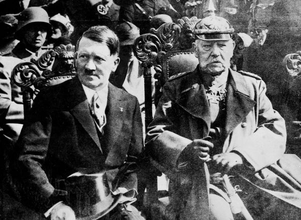 Chancellor Hitler and President Hindenburg. The latter had once vowed he would never make Hitler chancellor.