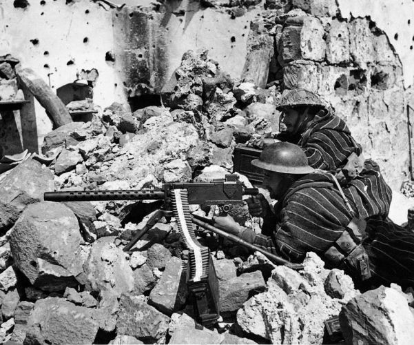 Algerian troops of Genereal Alphonse Juin's French Expeditionary Corps in action at Monte Cassino Italy, in the middle of January