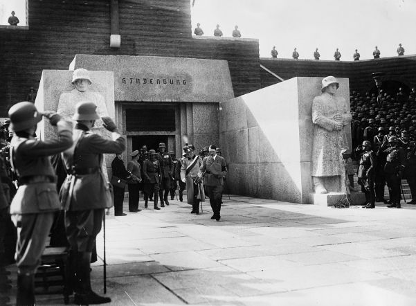 Hitler at Hindenburg’s Memorial Chamber at Tannenberg in late 1934. Hitler now had absolute power.