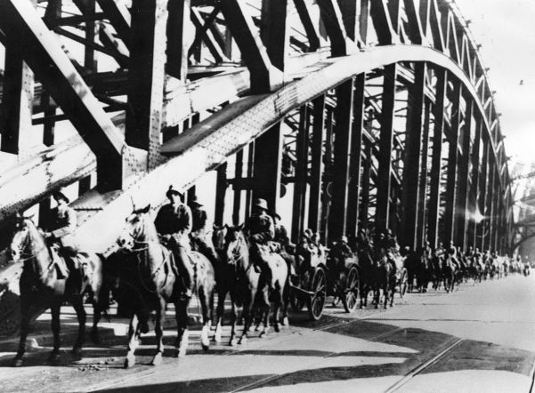 German troops move into the Rhineland in March 1936. They had orders to withdraw if opposed by the French.