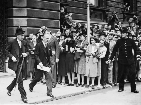 The British ambassador to Berlin, Sir Neville Henderson (left), who at first believed that Hitler would not go to war.