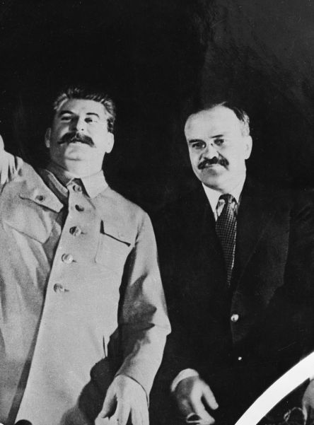 The Soviet dictator Stalin (left) and his foreign secretary Molotov, who negotiated the Non-Aggression Treaty with Germany.