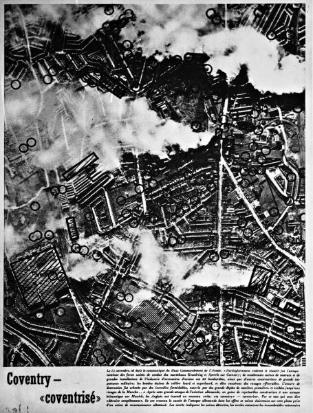 A German reconnaissance photograph of Coventry, the English city devastated by an air attack in November 1940