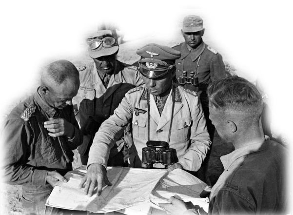 General Erwin Rommel outlining his strategy for winning a battle against the British in North Africa