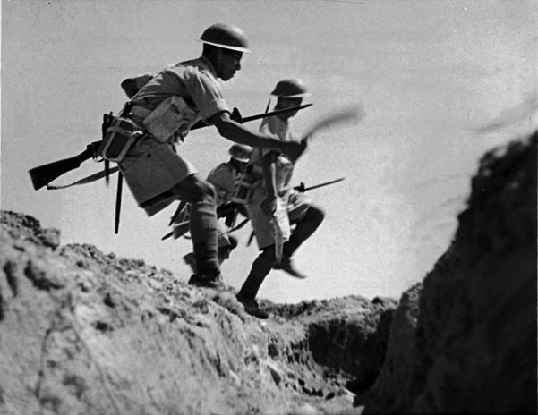 Gurkhas of the British Eight Army go on the attack during the Battle of El Alamein