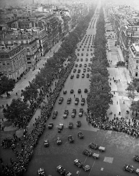 US forces in Paris after its liberation. The German commander of the city chose to ignore Hitler's order to destroy it